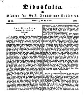 Didaskalia Montag 11. April 1853