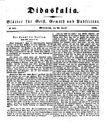 Didaskalia Mittwoch 22. Juni 1853