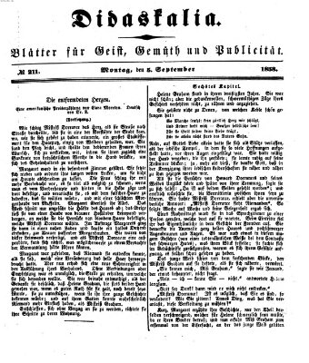 Didaskalia Montag 5. September 1853