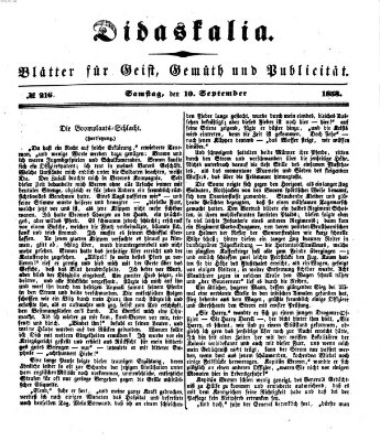 Didaskalia Samstag 10. September 1853