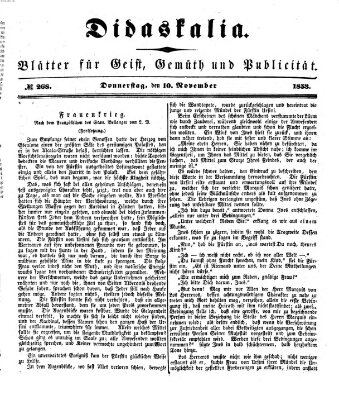 Didaskalia Donnerstag 10. November 1853
