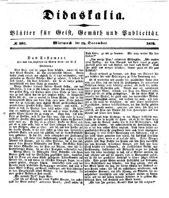 Didaskalia Mittwoch 14. Dezember 1853