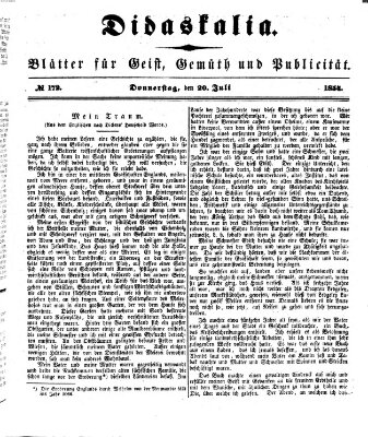 Didaskalia Donnerstag 20. Juli 1854