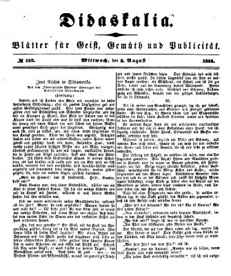 Didaskalia Mittwoch 2. August 1854