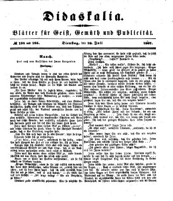 Didaskalia Dienstag 16. Juli 1867