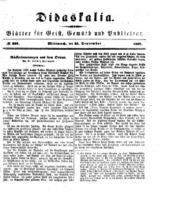 Didaskalia Mittwoch 25. September 1867