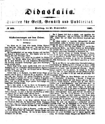 Didaskalia Freitag 27. September 1867