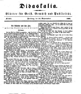 Didaskalia Freitag 15. November 1867