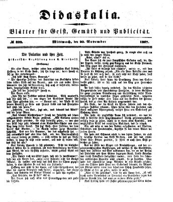 Didaskalia Mittwoch 20. November 1867