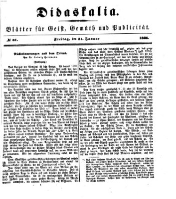 Didaskalia Freitag 31. Januar 1868