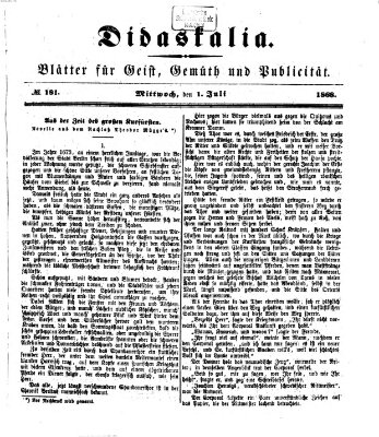 Didaskalia Mittwoch 1. Juli 1868