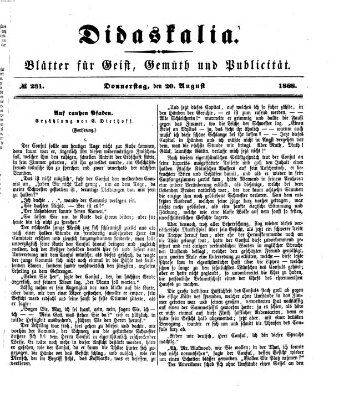 Didaskalia Donnerstag 20. August 1868