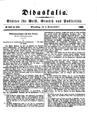 Didaskalia Dienstag 1. September 1868