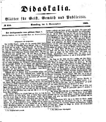 Didaskalia Samstag 7. November 1868