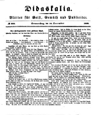Didaskalia Donnerstag 10. Dezember 1868