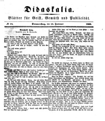 Didaskalia Donnerstag 14. Januar 1869