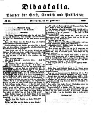 Didaskalia Mittwoch 24. Februar 1869