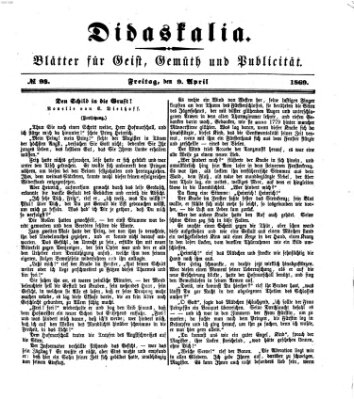 Didaskalia Freitag 9. April 1869