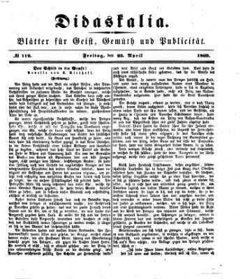 Didaskalia Freitag 23. April 1869