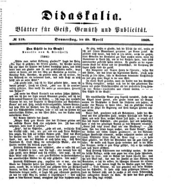 Didaskalia Donnerstag 29. April 1869