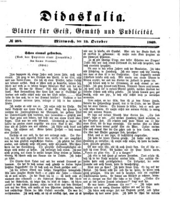 Didaskalia Mittwoch 13. Oktober 1869