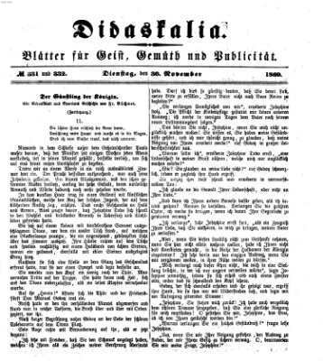 Didaskalia Dienstag 30. November 1869