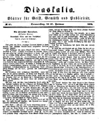 Didaskalia Donnerstag 27. Januar 1870