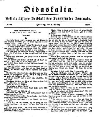Didaskalia Freitag 4. März 1870