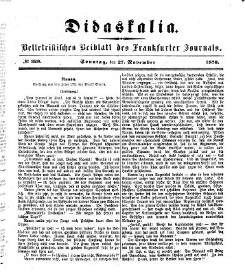 Didaskalia Sonntag 27. November 1870