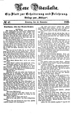 Neue Didaskalia (Pfälzer) Sonntag 19. November 1865