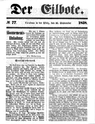 Der Eilbote Donnerstag 30. September 1858