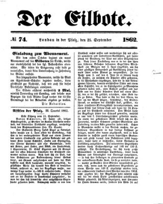 Der Eilbote Donnerstag 25. September 1862