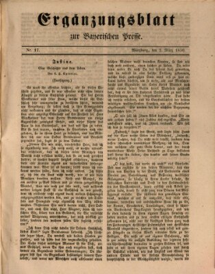 Die Bayerische Presse Samstag 2. März 1850