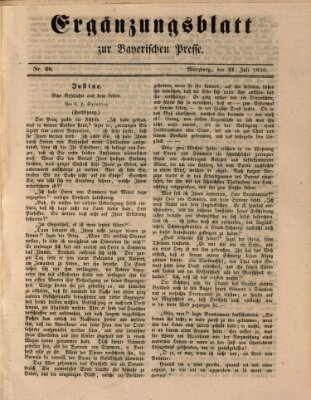 Die Bayerische Presse Mittwoch 31. Juli 1850