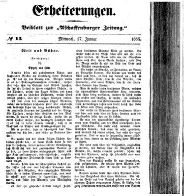Erheiterungen (Aschaffenburger Zeitung) Mittwoch 17. Januar 1855