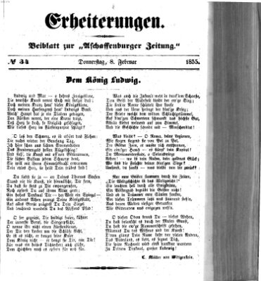Erheiterungen (Aschaffenburger Zeitung) Donnerstag 8. Februar 1855