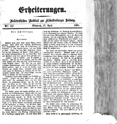 Erheiterungen (Aschaffenburger Zeitung) Mittwoch 17. April 1861
