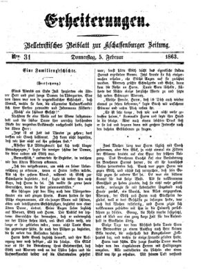Erheiterungen (Aschaffenburger Zeitung) Donnerstag 5. Februar 1863