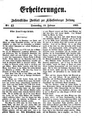 Erheiterungen (Aschaffenburger Zeitung) Donnerstag 19. Februar 1863