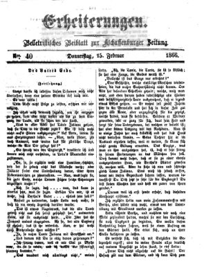 Erheiterungen (Aschaffenburger Zeitung) Donnerstag 15. Februar 1866