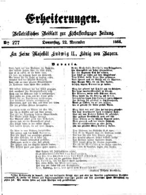 Erheiterungen (Aschaffenburger Zeitung) Donnerstag 22. November 1866