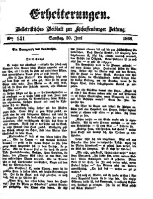 Erheiterungen (Aschaffenburger Zeitung) Samstag 20. Juni 1868