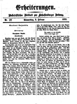 Erheiterungen (Aschaffenburger Zeitung) Donnerstag 3. Februar 1870