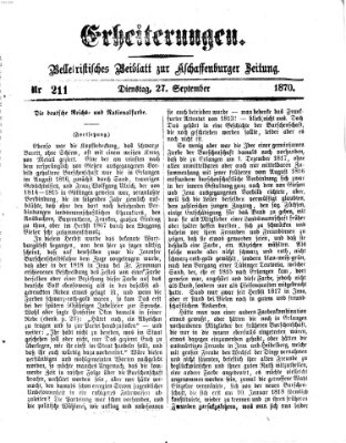 Erheiterungen (Aschaffenburger Zeitung) Dienstag 27. September 1870