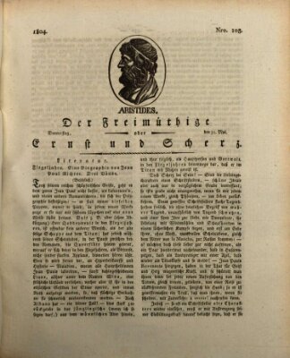 Der Freimüthige oder Ernst und Scherz (Der Freimüthige oder Unterhaltungsblatt für gebildete, unbefangene Leser) Donnerstag 31. Mai 1804