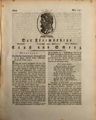 Der Freimüthige oder Ernst und Scherz (Der Freimüthige oder Unterhaltungsblatt für gebildete, unbefangene Leser) Samstag 22. September 1804