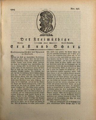 Der Freimüthige oder Ernst und Scherz (Der Freimüthige oder Unterhaltungsblatt für gebildete, unbefangene Leser) Montag 26. November 1804