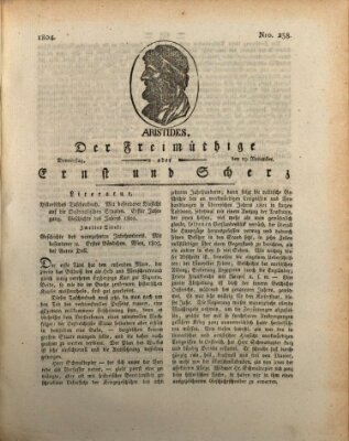 Der Freimüthige oder Ernst und Scherz (Der Freimüthige oder Unterhaltungsblatt für gebildete, unbefangene Leser) Donnerstag 29. November 1804