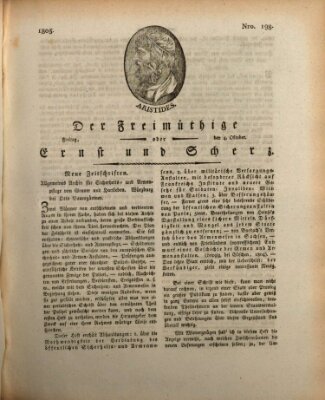 Der Freimüthige oder Ernst und Scherz (Der Freimüthige oder Unterhaltungsblatt für gebildete, unbefangene Leser) Freitag 4. Oktober 1805
