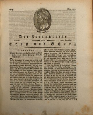 Der Freimüthige oder Ernst und Scherz (Der Freimüthige oder Unterhaltungsblatt für gebildete, unbefangene Leser) Dienstag 5. November 1805